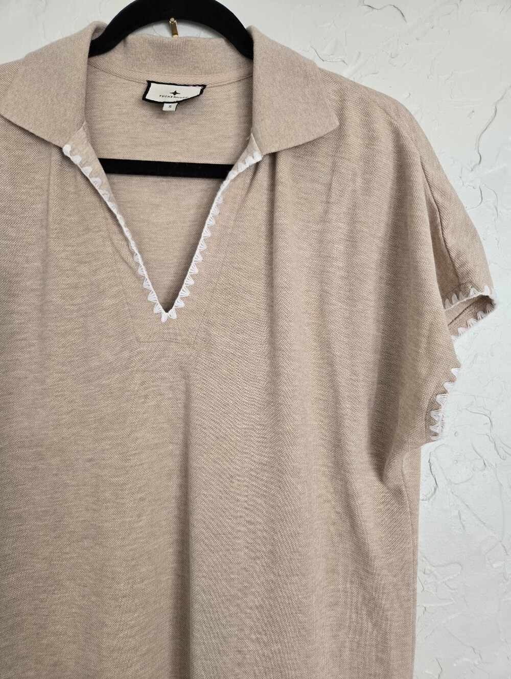 Tuckernuck Pique Melissa Maxi Tan White Embroidered Polo Dress, S - Picture 5 of 16